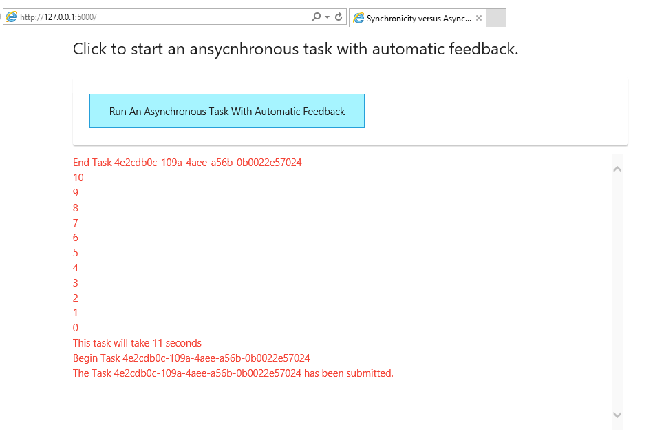Async communication with Automatic Feedback Flask App