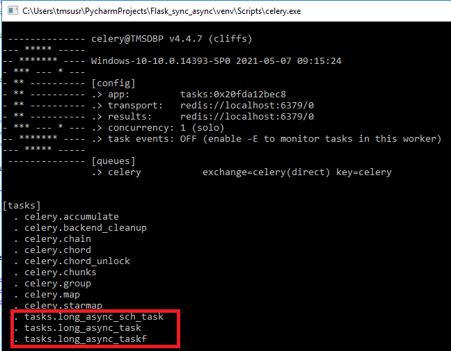 Celery defined tasks