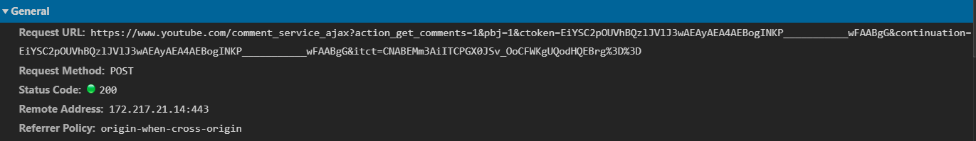 Comment request general details