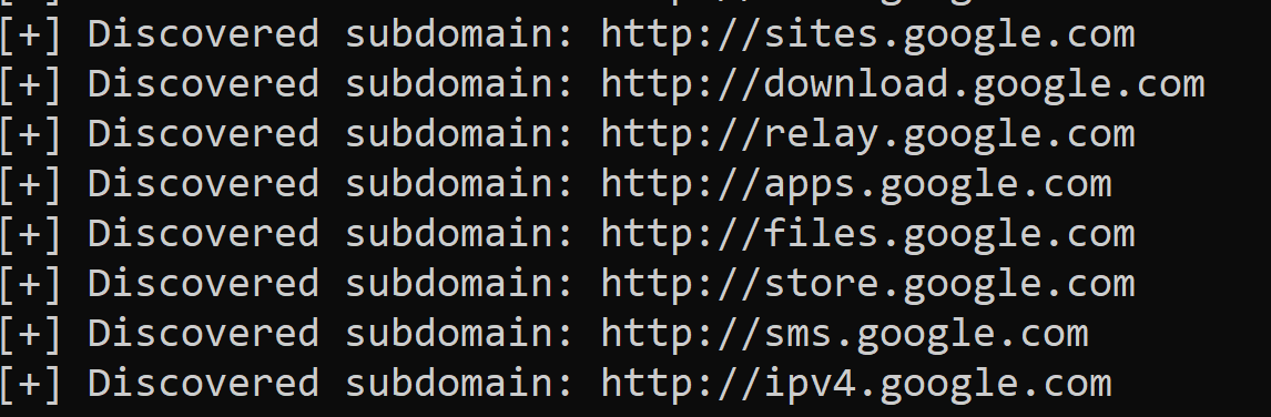 Result of Subdomain scanner in Python