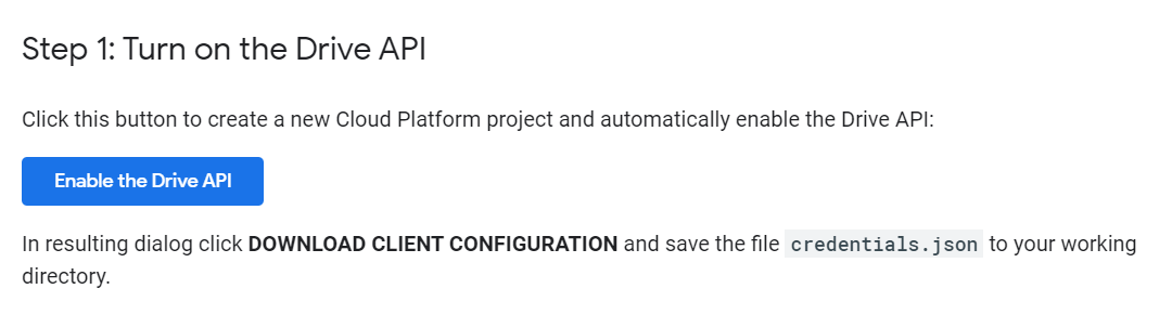 Enable the Drive API
