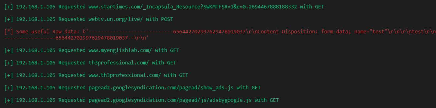 HTTP Requests captured