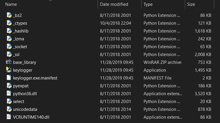 Resulting executables after building