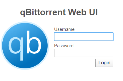 qBittorrent Web UI login prompt