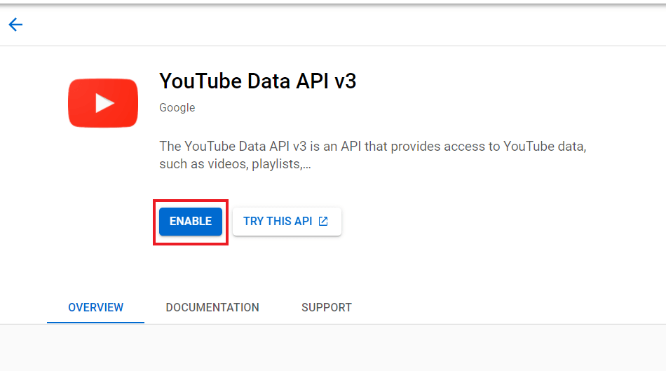 Enabling YouTube API